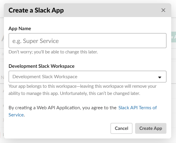 Creating a new Slack App