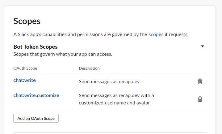 Adding OAuth Scopes